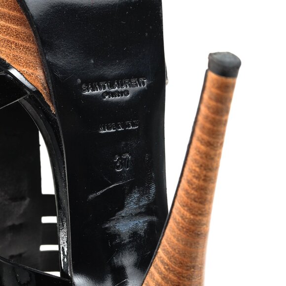 Saint Laurent Tribute Black Patent Leather Platform Sandals - Picture 5 of 11